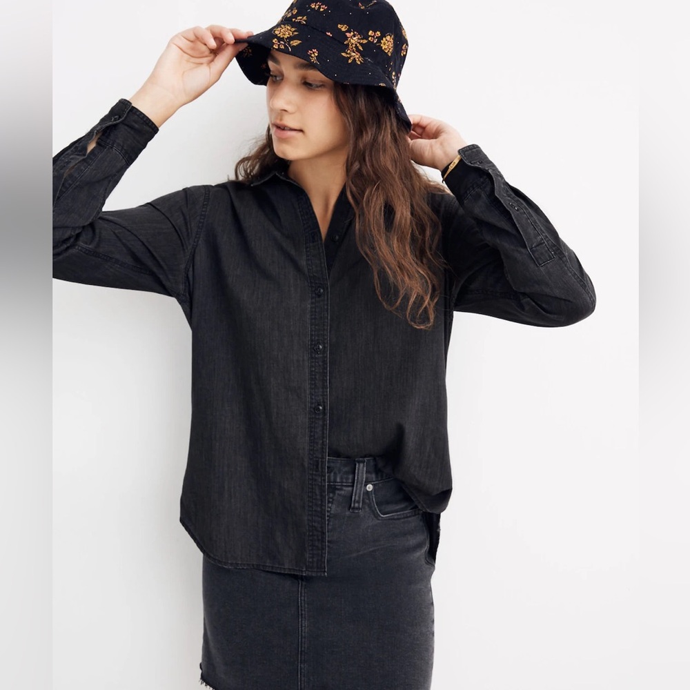 Madewell Denim Oversized Ex-Boyfriend Shirt in Lunar Wash Size XS